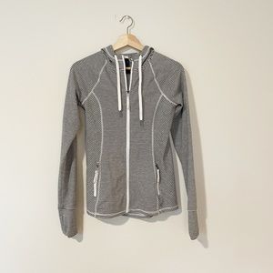 Kyodan • Black & White Stripe Hooded Zip Up Athletic Jacket